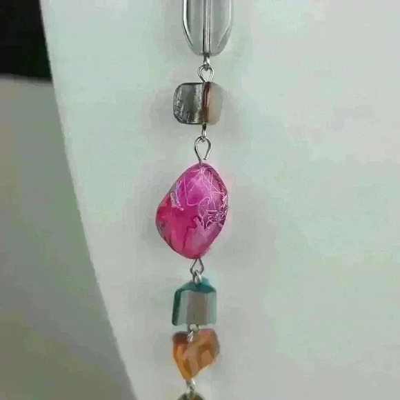 Mother of pearl vintage bohemian style colorful art beaded Long necklace - Picture 5 of 8